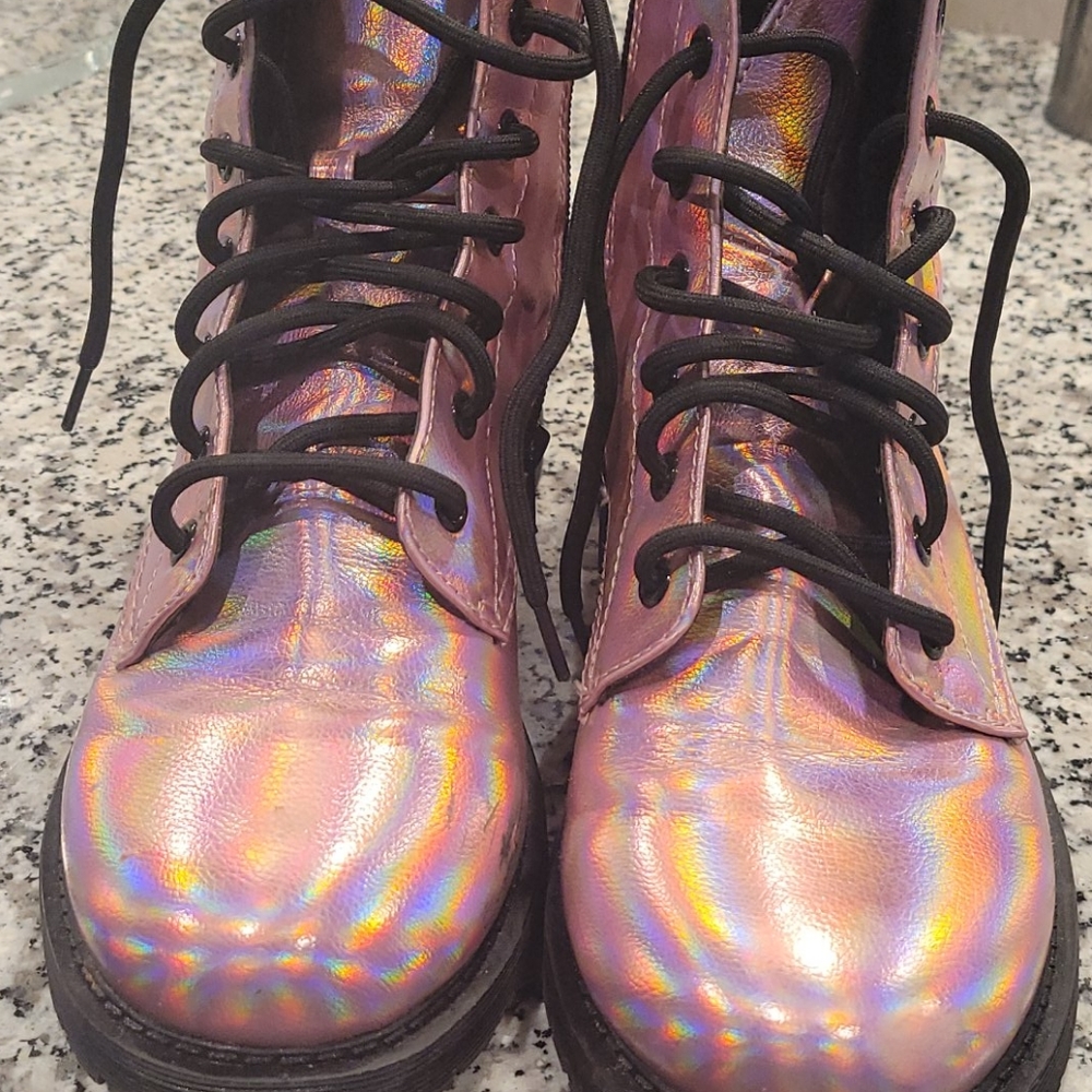 Pink combat boots